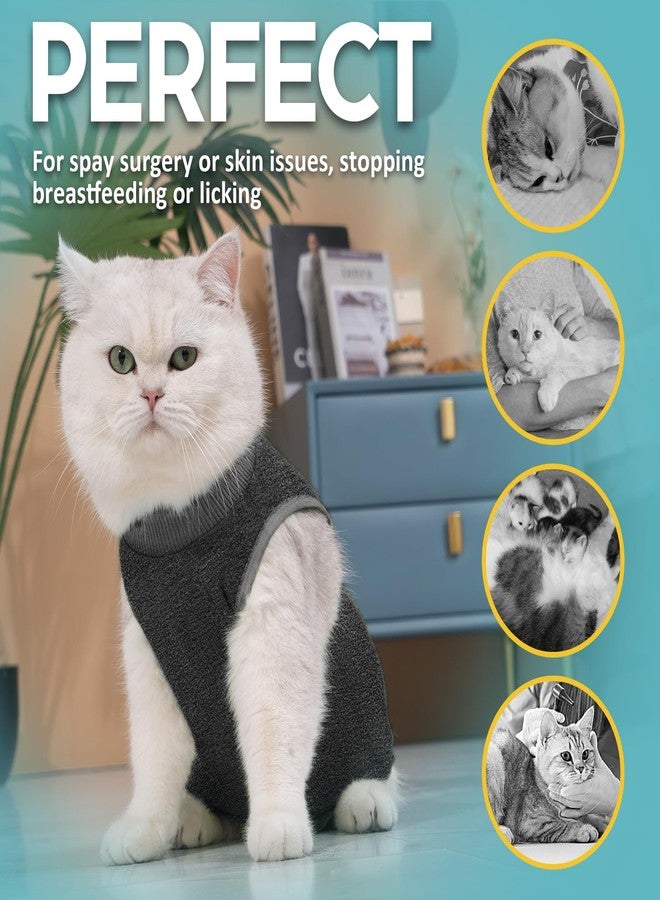 Avont Cat Recovery Suit - Kitten Onesie for Cats After Surgery, Cone of Shame Alternative Surgical Spay Suit for Female Cat, Post-Surgery or Skin Diseases Protection -Darkgrey(M) - Image 4